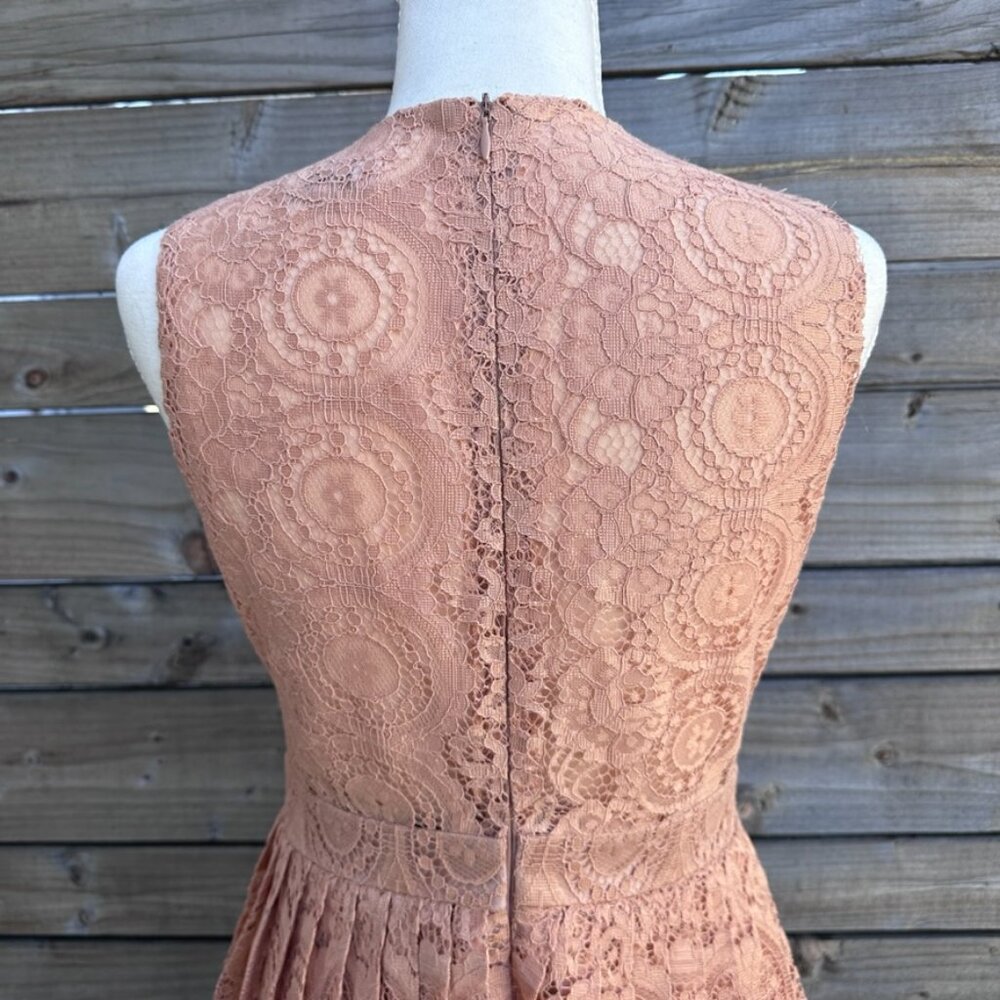 Blanc Noir Lace A Line Tiered Midi Dress High Neck Sleeveless Spring Easter - L - Picture 6 of 7